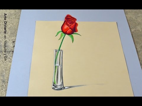 Retocar silueta bahía El SECRETO para hacer un dibujo en 3D! Cómo dibujar una rosa anamórfica -  YouTube