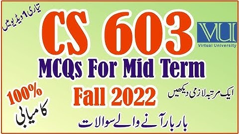 CS603 Mid Term Past Papers Solved VU | Learn With Nidi