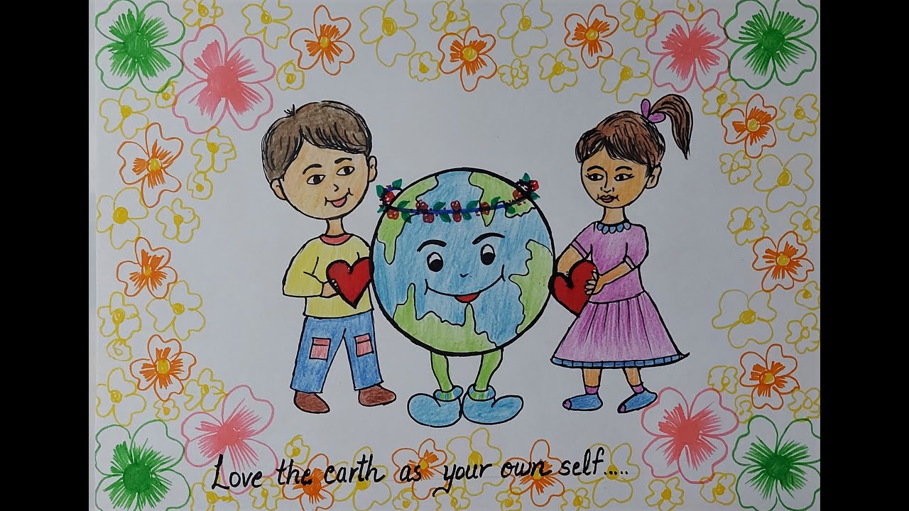 Mother Earth poster drawing easy l How to draw Love of Mother nature ...