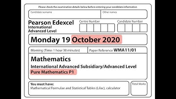 Edexcel IAL Maths - P1 - October 2020
