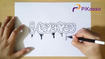 How to Draw I Love You in Bubble Letters step by step