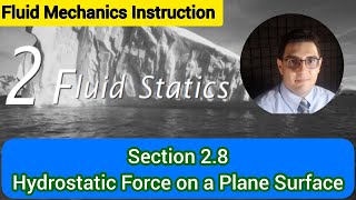 Fluid Mechanics 1 - Chapter 2 - Sec 2.8 - Hydrostatic Force on a Plane Surface