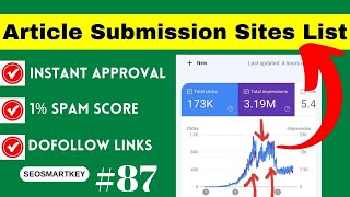 100% Instant approval Article submission sites list 2024 @Seosmartkey