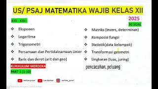 Part 1 (1-10) PSAJ / US GENERAL/COMPLIENT MATHEMATICS CLASS 12 (2025) independent curriculum