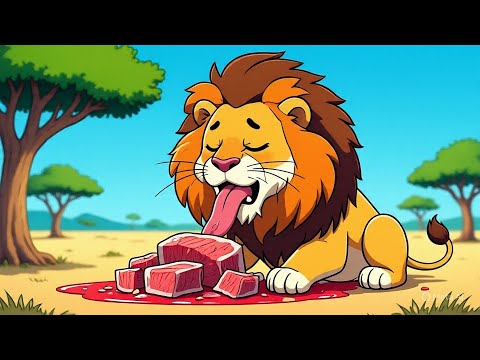 قصة الأسد الجائع ووجبة الغابة اللذيذة قصص أطفال قبل النوم حكايات حيوانات مفترسة