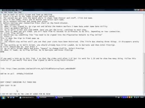 cod6 prestige hack with all emblem tittle etc after 1.11  (PS3)
