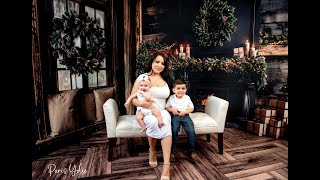 Kate Backdrop | Christmas Wreath Black Fireplace Room Set