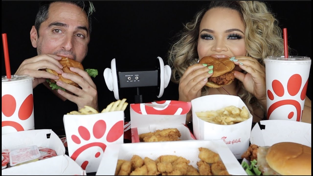 ASMR CHICK-FIL-A MUKBANG! Spicy Crispy Chicken Sandwich, Nuggets, Waffle Fries (No Talking)