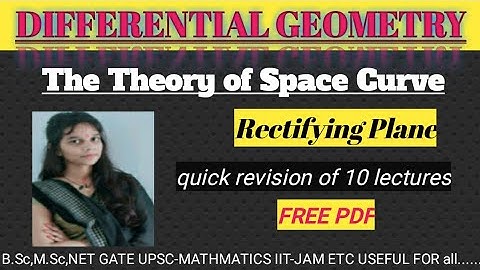 Equation of Rectifying Plane || The Theory of Space Curve || Differential Geometry || lecture-12