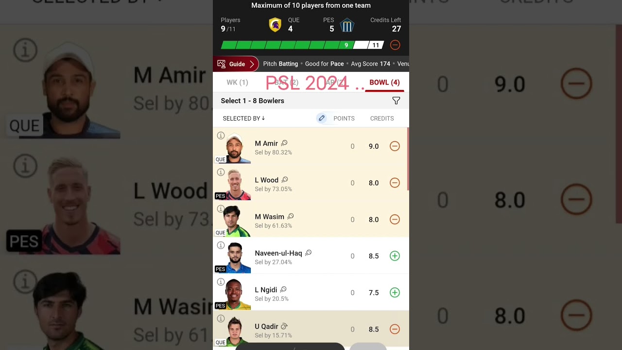 QUE VS PES DREAM11 || QUE VS PES TEAM PREDICTION|| PSL 2024 