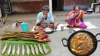 SMALL FISH cooking with FRESH WATER LILIES by santali TRIBE COUPLE | very tasty fish curry recipe