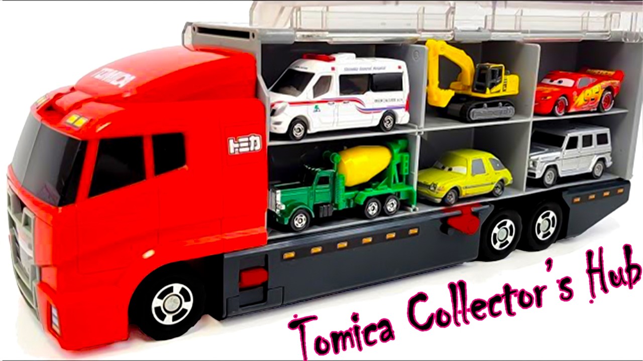 トミカ☆ランボルギーニ・トラック・バスなどを開封！コンボイに収納！Tomica Lamborghini, Bus & Truck Convoy Unboxing