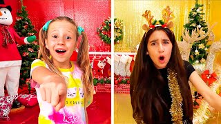 nastya and eva in a new christmas challenge red vs gold