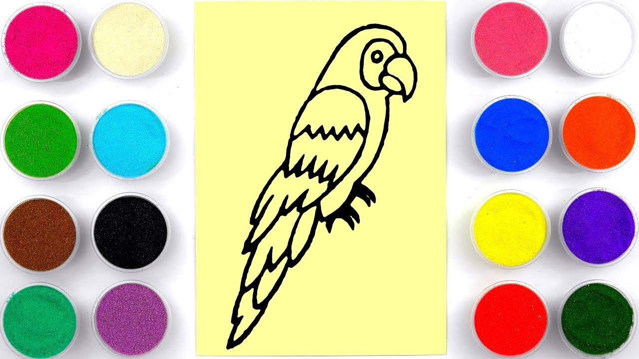 Sand painting parrot for kids and toddlers