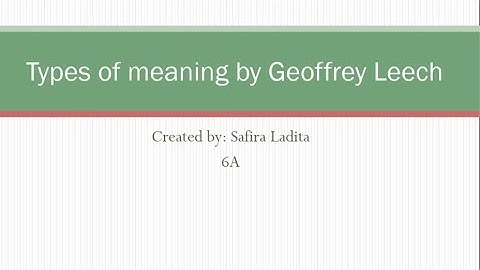 Types of meaning by Geoffrey Leech | Semantics and Pragmatis