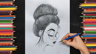Adım Adım Gözlüklü Kız Nasıl Çizilir (Çizim Zamanı)