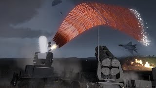 MiG-29 Jet crashes after hit by C-RAM - Phalanx CIWS - SAM System - Military Simulation - ArmA 3