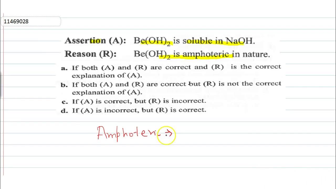 Assertion (A) `Be(OH)_(2)` is soluble in `NaOH`. Reason (R ) `Be(OH)_(2)` is amphoteric in