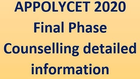 POLYCET 2020 Final Phase Counselling Notification Detailed Explanation