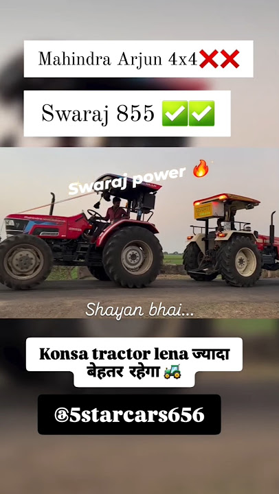 Mahindra Arjun 605 4x4 🩷 vs Swaraj  855 FE 4x4 ❤️ tractor tochan mukabla 🚜 #shorts #trending