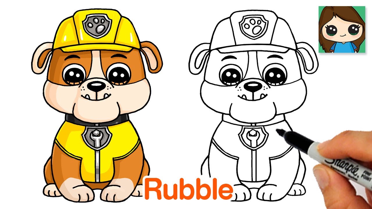 How to draw Rubble | Paw Patrol - Step by step drawing tutorials | Paw  patrol coloring pages, Paw patrol coloring, Paw drawing