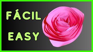 ⩥ Cómo hacer una  ROSA  de papel FÁCIL | Tutorial PASO A PASO