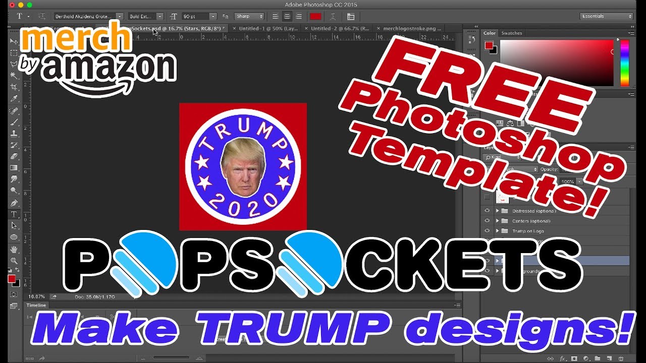 Using A Template To Make President Donald Trump 2020 Maga Usa Popsocket Designs For Merch By Amazon Youtube