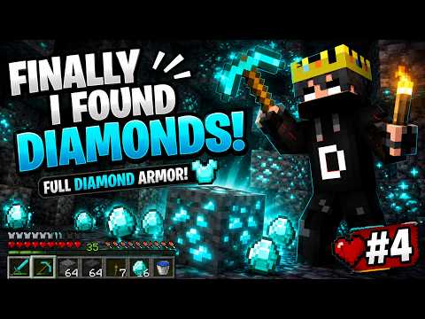 I FINALLY Found Diamonds and Crafted FULL DIAMOND ARMOR in Minecraft Hardcore! 💎