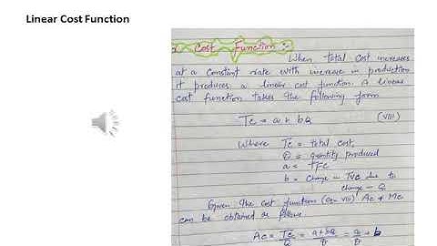 Cost Output Relation