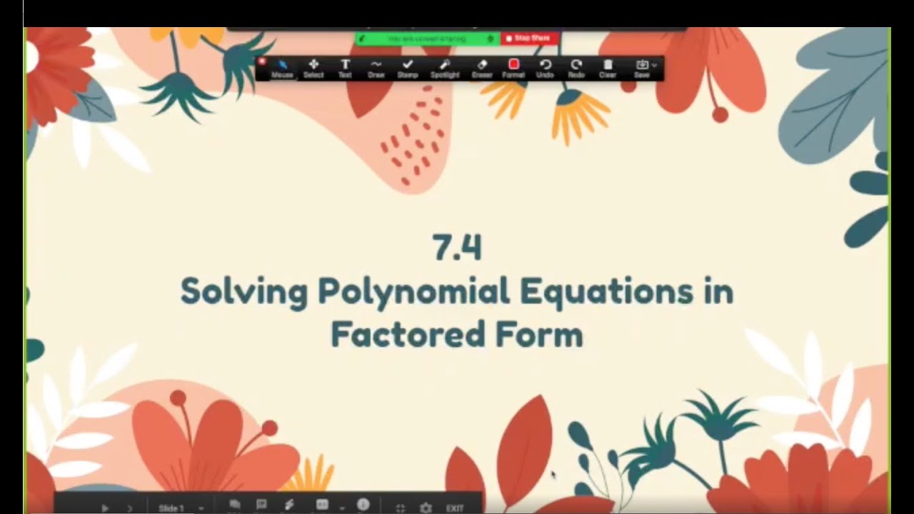 7.4 Solving Polynomial Equations in Factored Form - YouTube