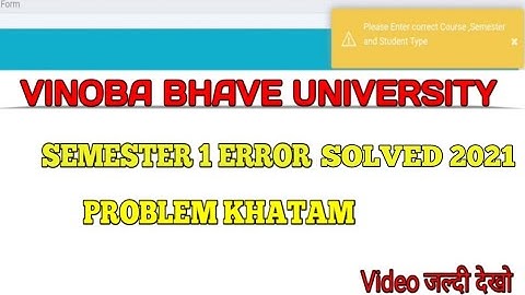 VBU SEMESTER 1 FORM FILL PROBLEM SOLVED