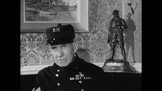 1965, Royal Hospital Trailer, Chelsea Pensioners, London, b-roll, military, interviews, West London