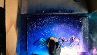 Blue and Pink Mountains Spray Paint ASMR