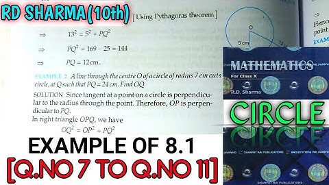 RD SHARMA CLASS 10 CIRCLE EXAMPLE OF EX-8.1[Q.NO-7 TO 11] MATH FEAR | CHAPTER 8 |CBSE