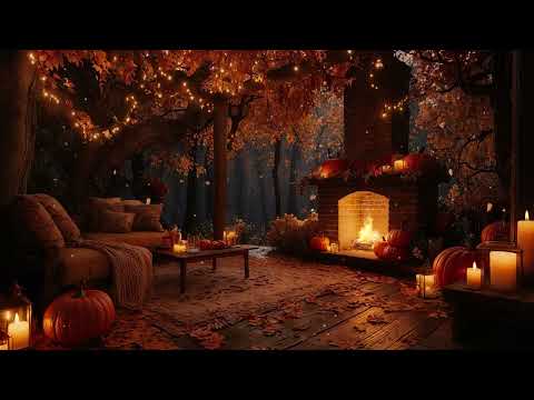 Magical Autumn Night by the Fire 🍁 Rain Sounds & Smooth Jazz for Peaceful Sleep