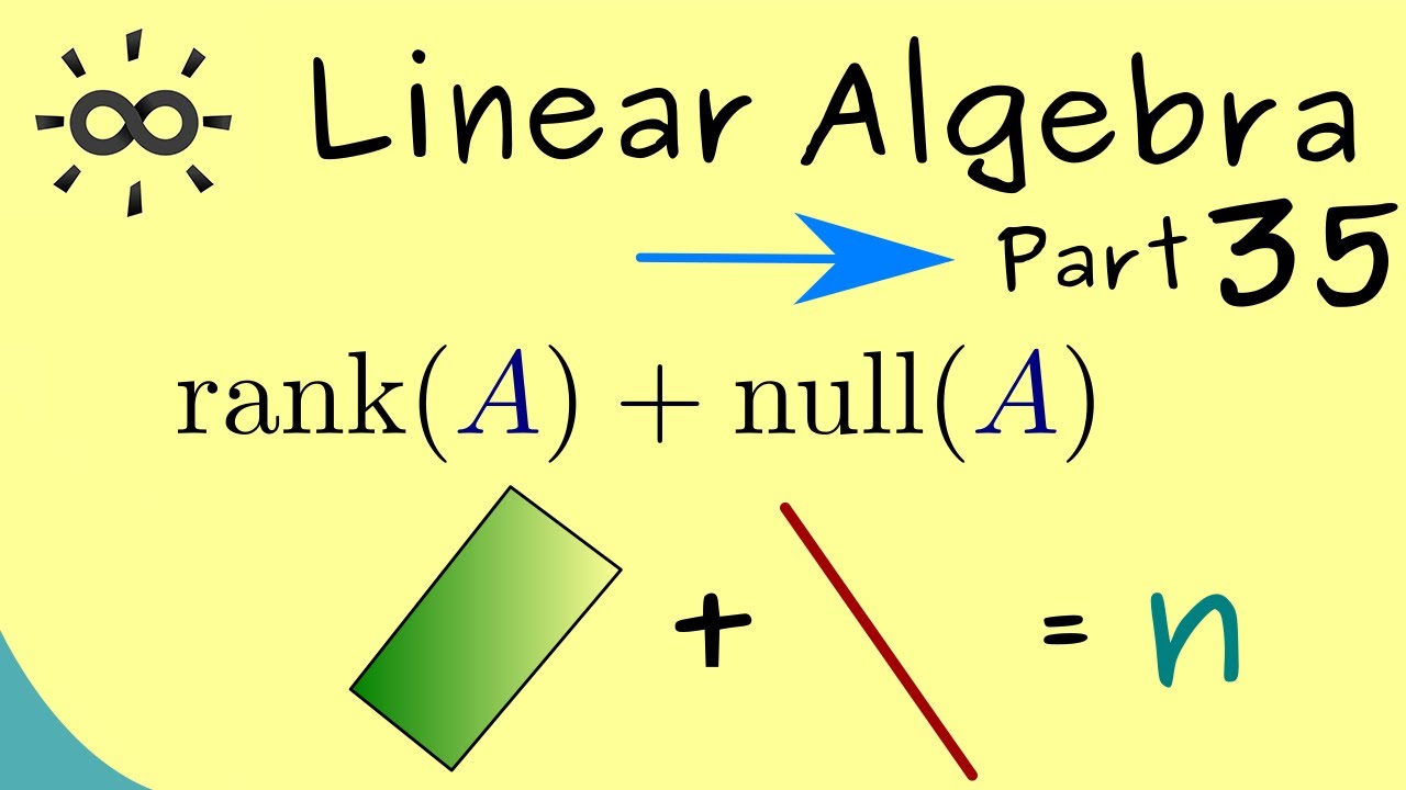 Linear algebra 35 rank nullity theorem youtube