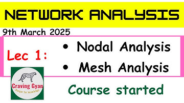 Lec 1 Network Analysis 9th March 2025 - UGC NET, SET | Craving Gyan