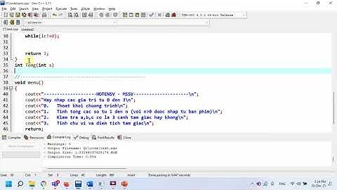 C++Xử lý menu giải bài tập tổng hợp lồng ghép các câu lệnh, sử dụng các hàm cho từng bài toán