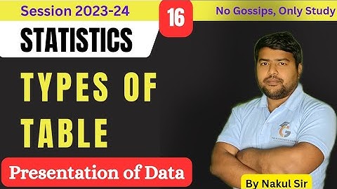 Types of Table I Presentation of Data I Statistics