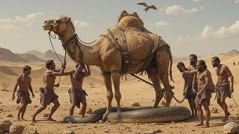 “Rescue of Camel from Giant Python Attack”| “Rescate de Camello del Ataque de Serpiente”
