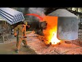 Metal scrap recycling and manufacturing iron steel rods in Pakistani old factory