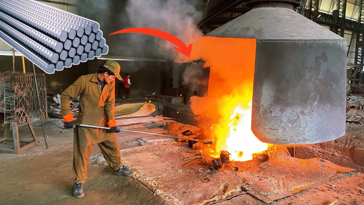 Metal scrap recycling and manufacturing iron steel rods in Pakistani old factory YouTube
