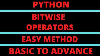 Operators in Python | Bitwise Operators | Python Tutorials in Hindi