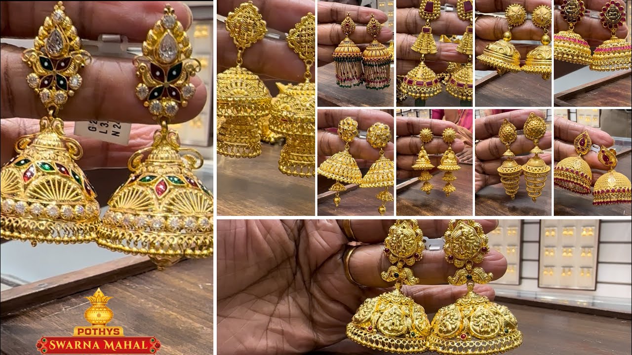 10g To 40g Gold Jimiki Designs | Traditional Fancy Ruby Emerald Beads Jumkas | Pothys Swarnamahal