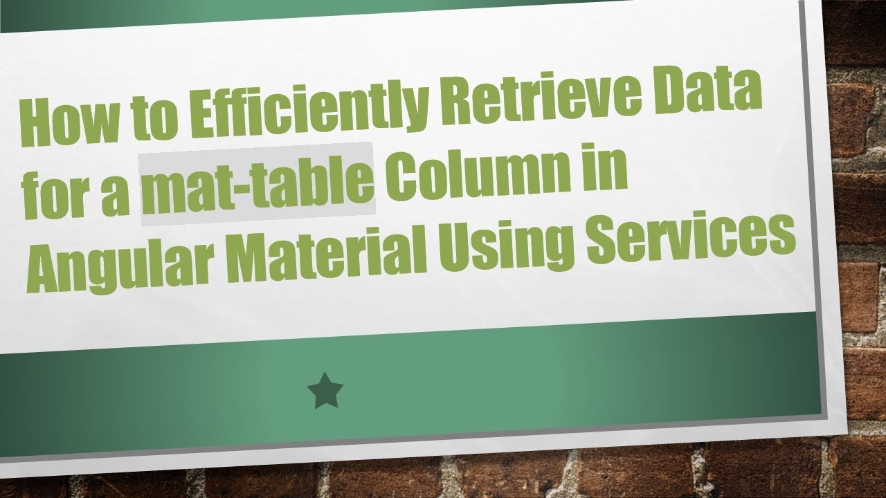 How to Efficiently Retrieve Data for a mat-table Column in Angular Material Using Services