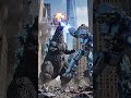 Epic fury in the middle of a modern city. Mech vs giant lizard.