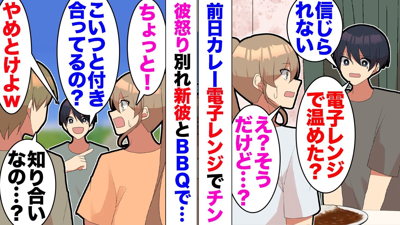 【漫画】彼氏「電子レンジ使う女を彼女とは認められない」私「え？」急遽彼氏が家に遊びに来た時に、前日のカレーを電子レンジで温めたら突然キレられ喧嘩→別れて新しい彼氏からBBQに誘われたので行くとそこに…