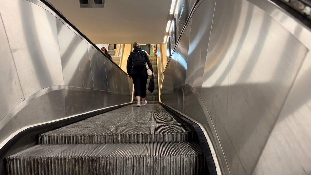 Paris, France. 2x OTIS ‘Wave Escalator’ ride at Galeries Lafayette to ...