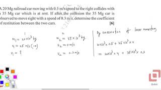 Partially Plastic Collision Coefficient Of Restitution Problem 3