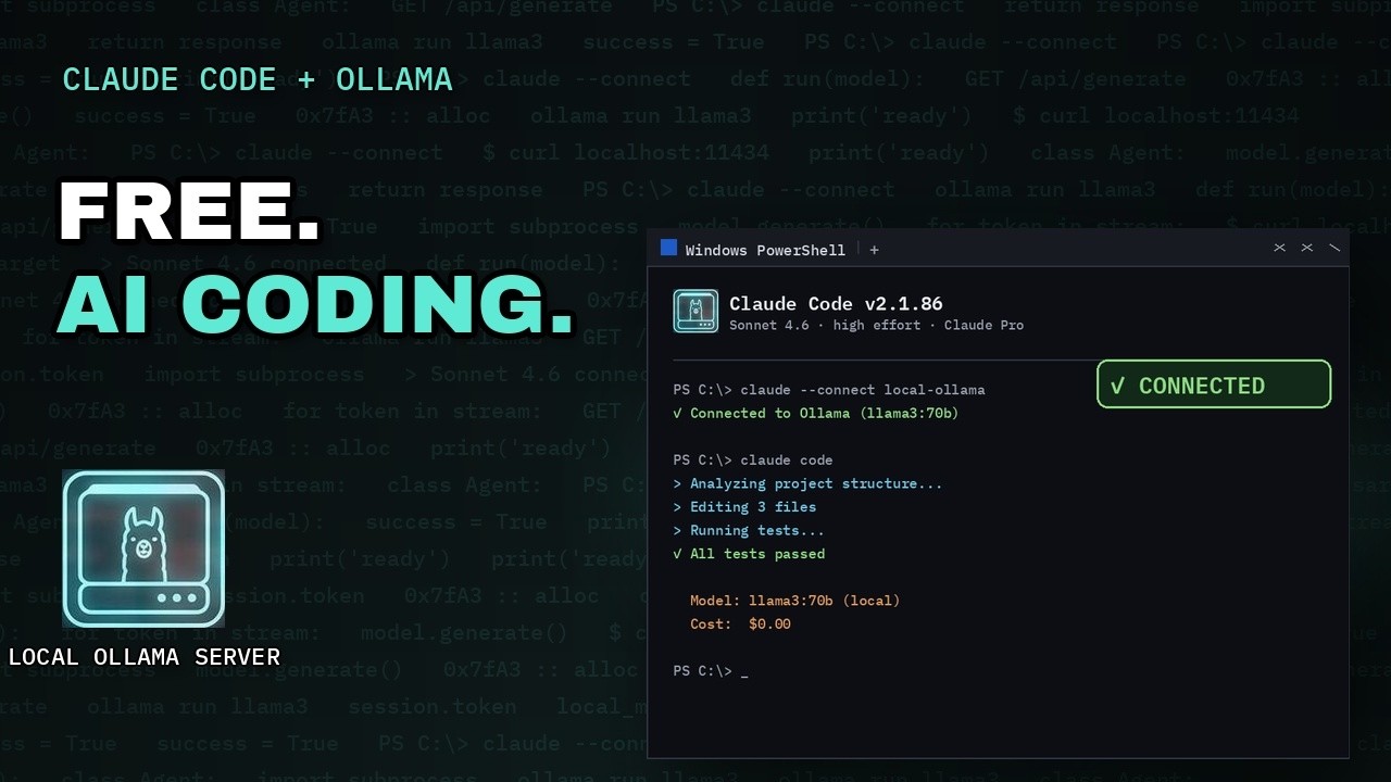 Claude Code + Ollama = Free Unlimited Coding AI - YouTube